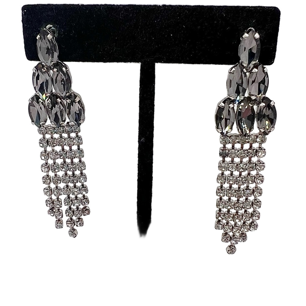 Rhinestone studded chandelier dangle drop post elegant earrings